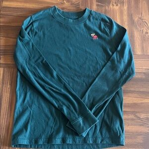 abercrombie kids Forest Green Long Sleeve Tee with Red Moose Christmas Logo